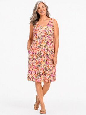 J. Jill Multicolor All-Over Floral Print Sleeveless A-Line Dress Womens Size 18